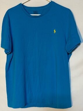 Polo Ralph Lauren Men’s Large Custom Fit Blue Tee Yellow Pony Logo